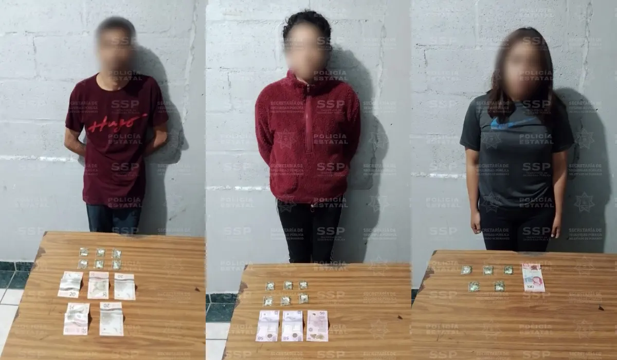 Detienen a 5 personas por posesión de droga en Gómez Palacio, entre ellos una persona de la tercera edad.