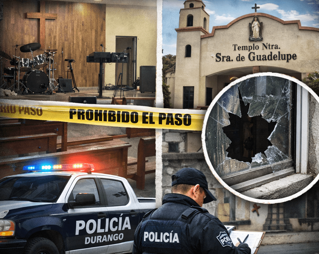 Roban en dos templos de Durango; dañan ventanas y sustraen equipo