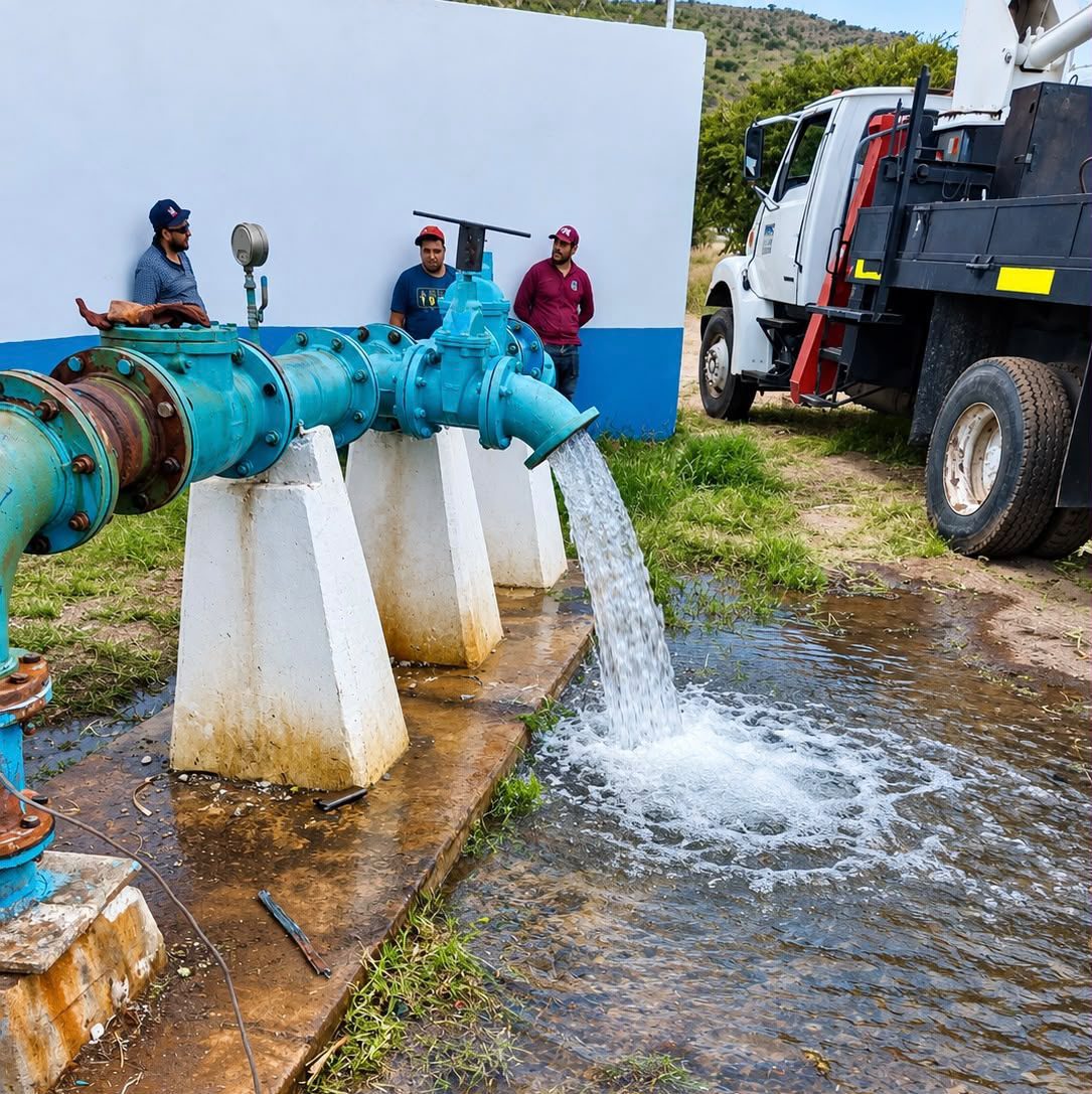 Reactivan el Pozo del Volcán y comienza a volver el agua en Santiago Papasquiaro